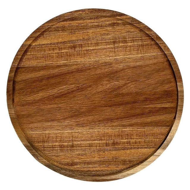 PINXIURY 13.8 Inch Round Wooden Decorative Serving Tray for Coffee Table and Home Decor, Round Wood Tray for Table Centerpiece, Small Candle Tray, Acacia, Appetizer Charcuterie Board