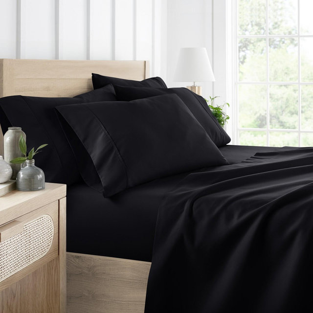 Solid 6 Piece Sheet Set - Ultra Soft - Becky Cameron , Black, King