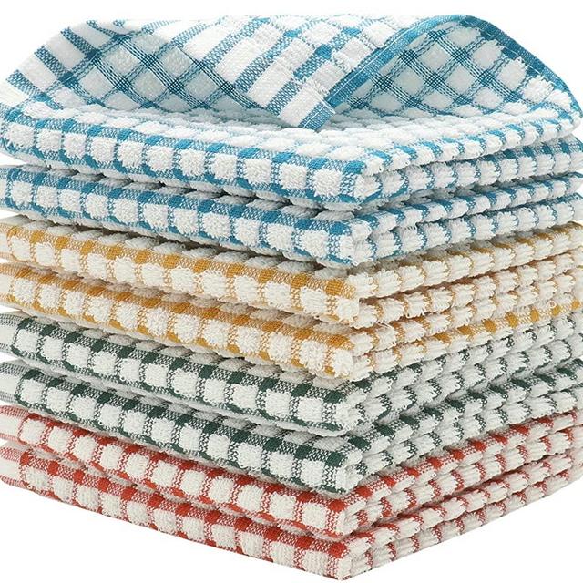 HFGBLG 100% Cotton Dish Cloths Cleaning Rags, Set of 8 Dish Rags, Soft and Absorbent Cleaning Cloths Kitchen Washcloths, 12 Inch x 12 Inch (Mix Color)