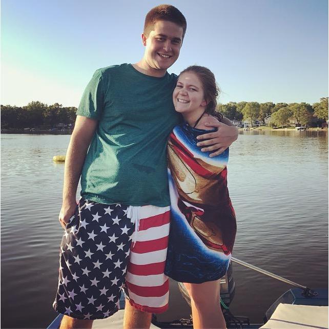 Afternoon out on our boat after logan threw me off of the tube!
