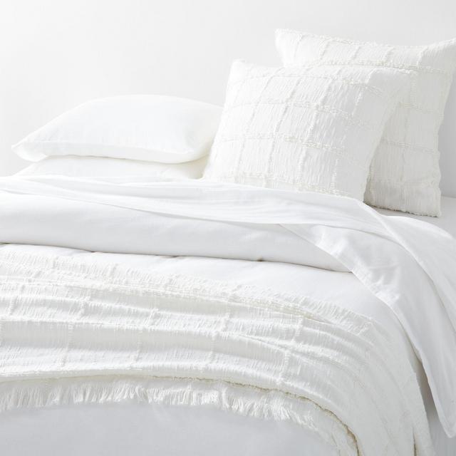 Chalet Textured White Cotton King Coverlet