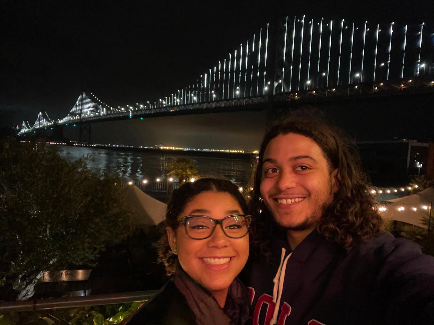 Dinner with a view of the Bay Bridge after getting engaged❤️