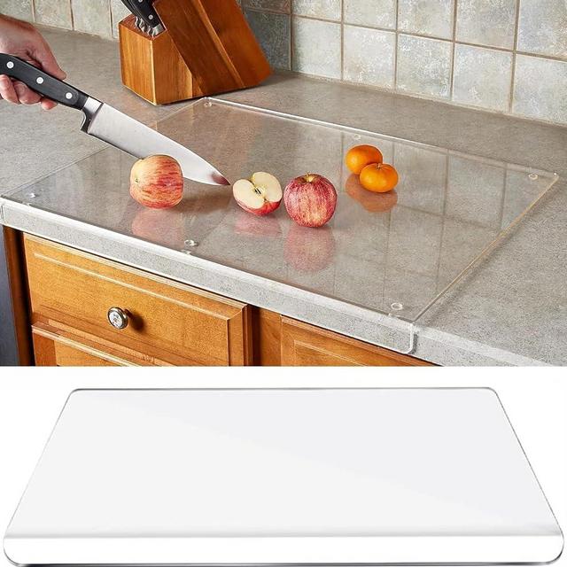 DOKLY Acrylic Cutting Board with Counter Lip, 2024 Upgraded Thicker Clear Cutting Board, Large Anti-Slip Cutting Board with Lip for Kitchen Countertop Protection (Transparent 18x14 inches)…
