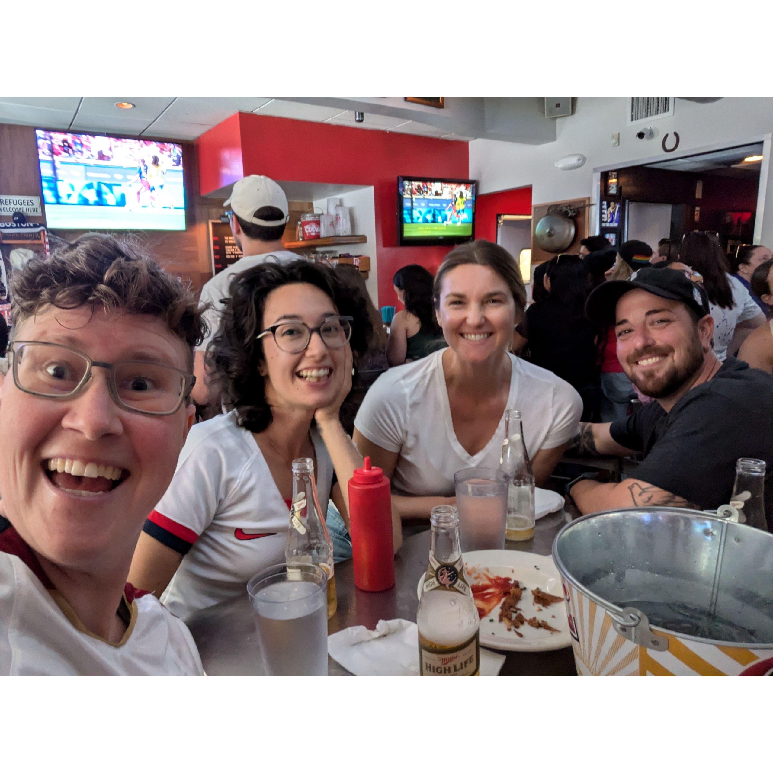 Cassandra's tinder profile advertised her love of women's soccer, and we've been watching with friends ever since!