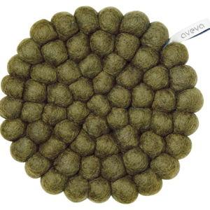 Round Wool Trivet Small, Olive
