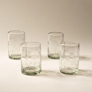Etched Thistle Recycled Glassware | Tumbler set of 4