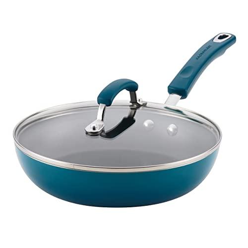 Rachael Ray 19011 Brights Deep Nonstick Frying Pan / Fry Pan / Skillet - 9.5 Inch, Marine Blue