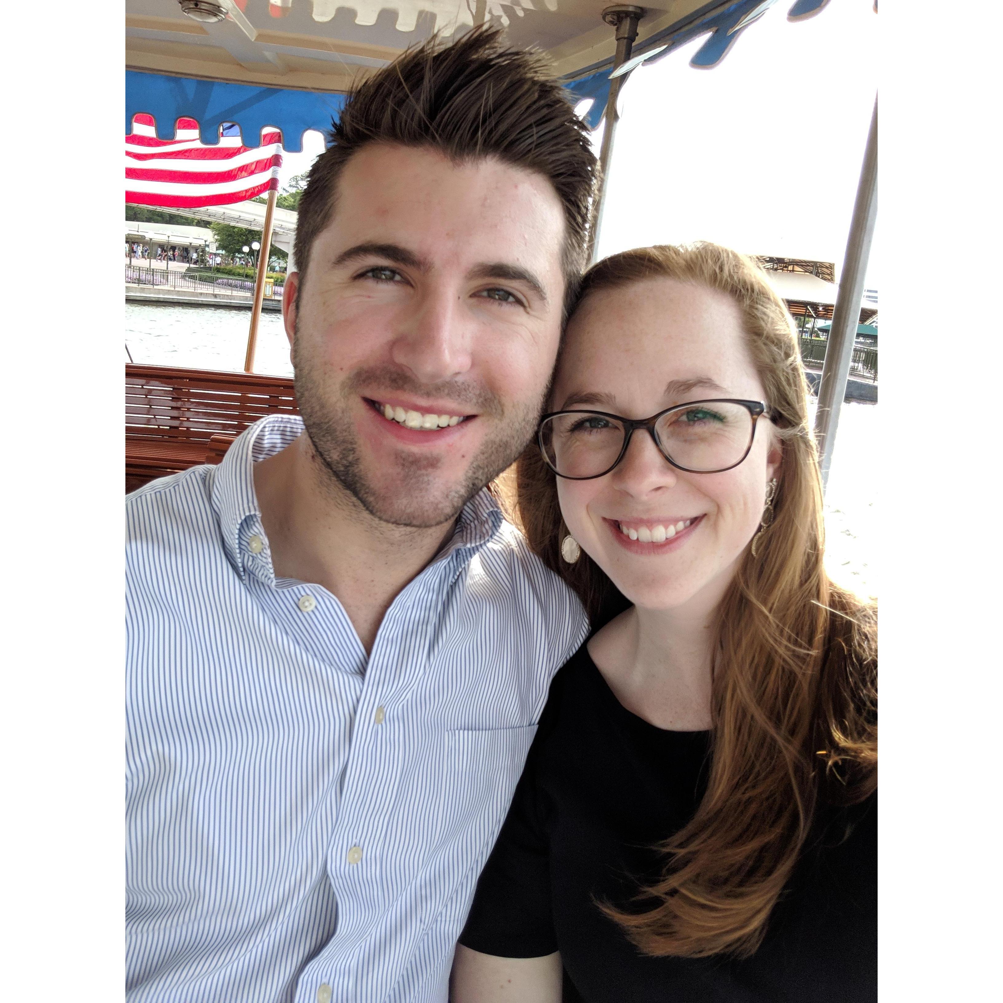 An impromptu private ferry ride in Disney World, just a few weeks before they got engaged!