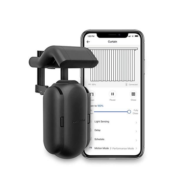 SwitchBot Curtain Smart Electric Motor - Wireless App or Automate Timer Control, Add Hub Mini/Plus Compatible with Alexa, Google Home, HomePod, IFTTT (Rod-Rail, Black)