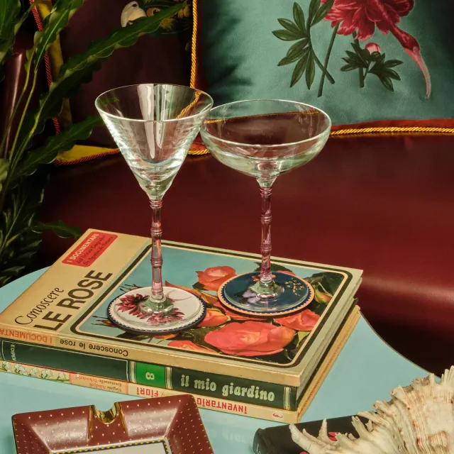 Bamboo Martini Glasses Set of 2 Solid Pink