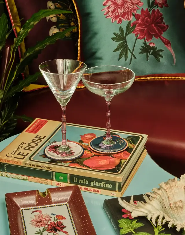 Bamboo Martini Glasses Set of 2 Solid Pink