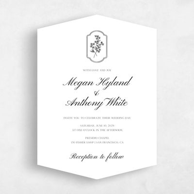 White Diamond Wedding Invitation - Pino Portrait