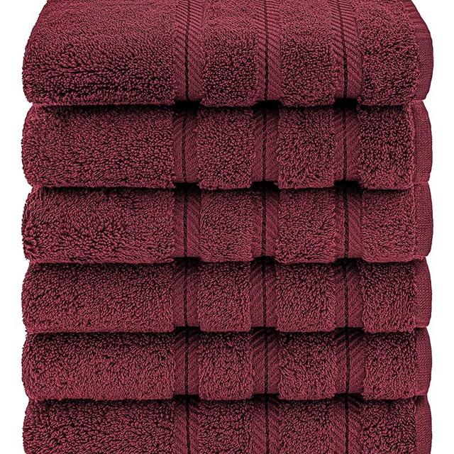 American Soft Linen Luxury Hotel & Spa Quality, Turkish Cotton, 16x28 Inches 6-Piece Hand Towel Set for Maximum Softness & Absorbency, Dry Quickly - Burgundy Red
