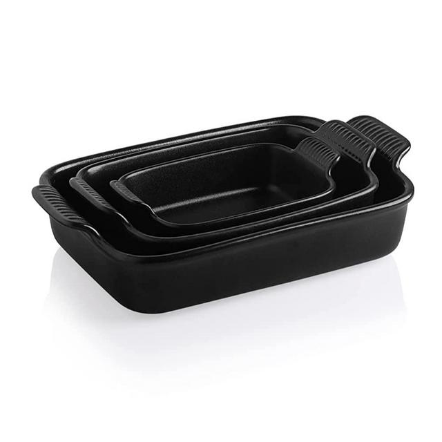 SWEEJAR Porcelain Bakeware Set for Cooking, Ceramic Rectangular Baking Dish Lasagna Pans for Casserole Dish, Cake Dinner, Kitchen, Banquet and Daily Use, 13 x 9.8 inch(Black)