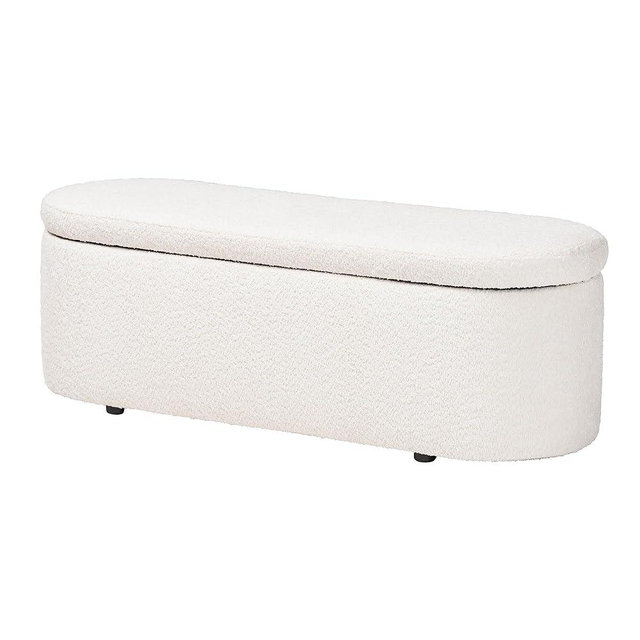 Baxton Studio Lavina Teddy-Bear Fabric Storage Bench, White