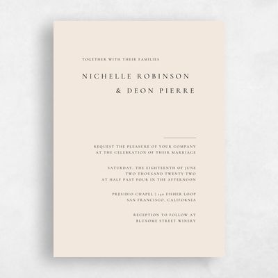 Cream, Beige Wedding Invitation - Brantley