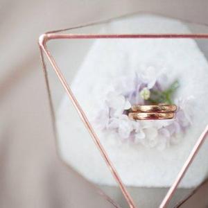 Wedding ring holder - Wedding ring box - Ring bearer box - Glass box - Wedding ring bearer holder - Geometric glass box - Octahedron (JB11)