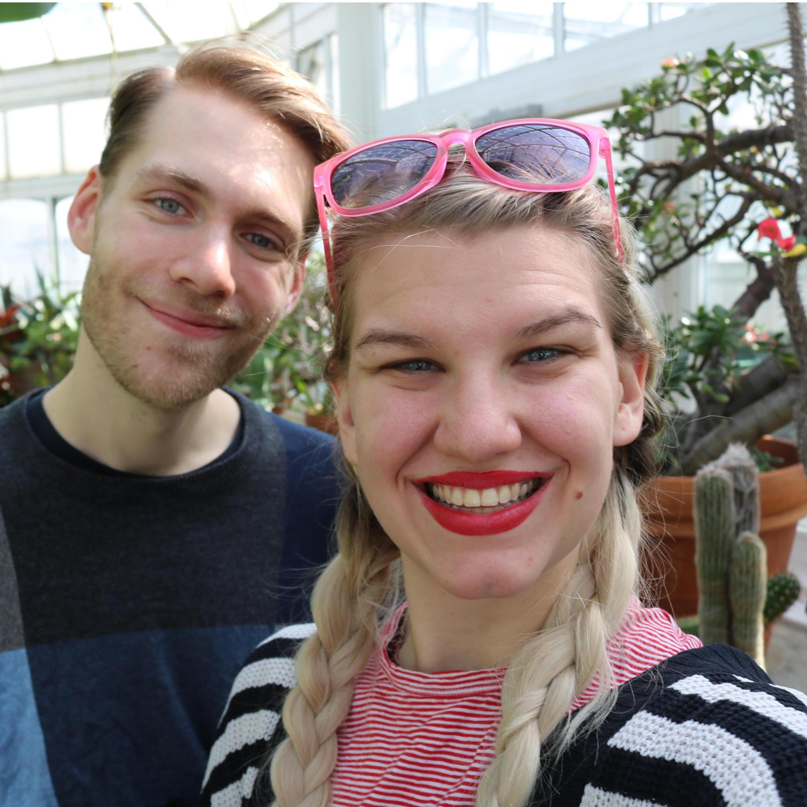 Visiting the flowers at the Frick Greenhouse