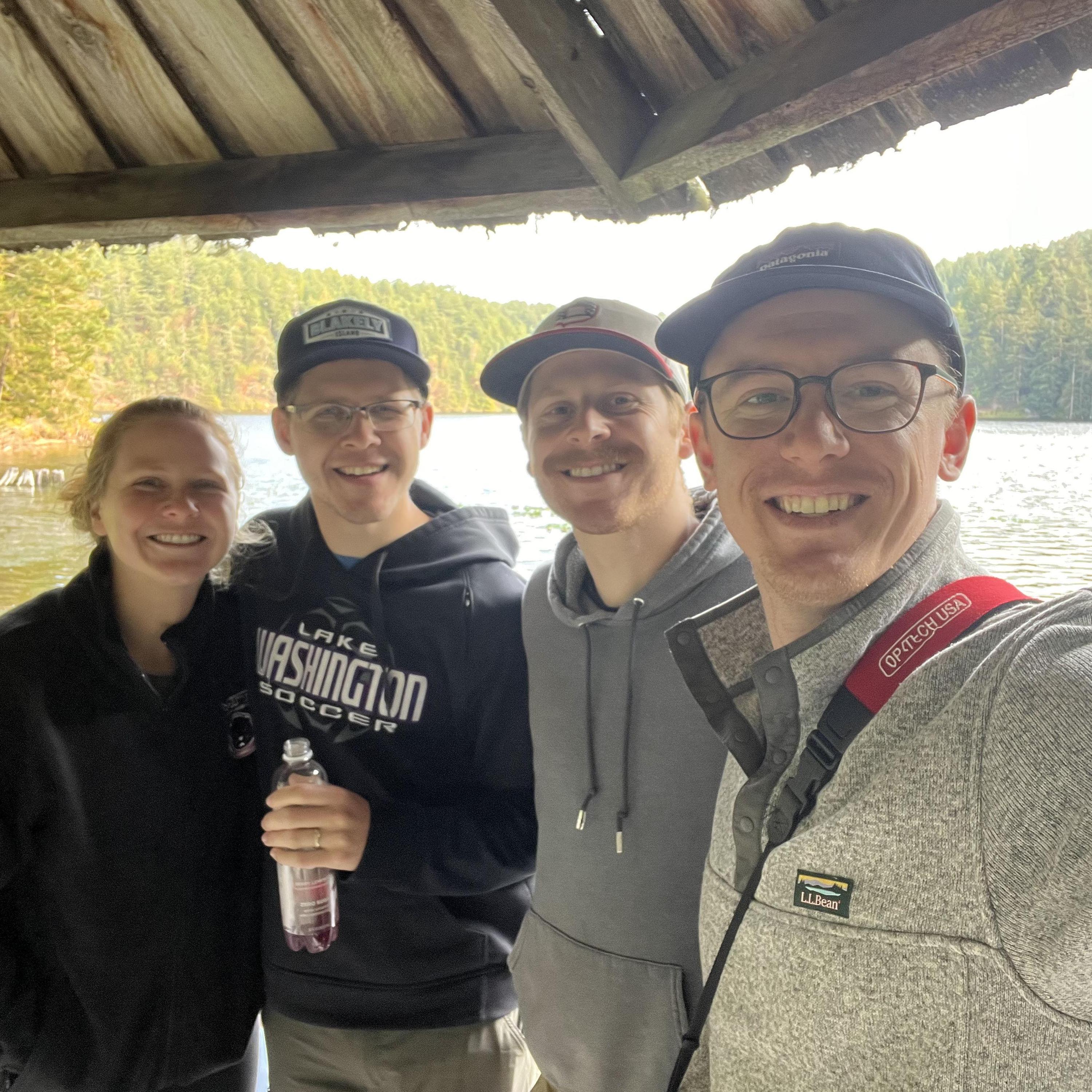 8/24/23 - Robert bravely spends a week with Kim's siblings + SOs on beautiful and nostalgic Blakely Island, where they spent the days swimming in the lake, crabbing, and watching planes take off.