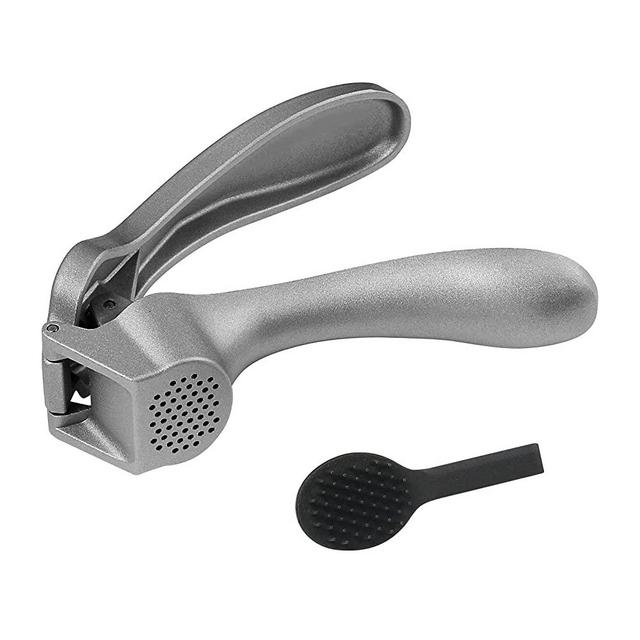 Garlic Press- Garlic Mincer Easy-Squeeze Ergonomic Handle, Dishwasher Safe, Rust Proof, Professional Garlic Crusher for Cloves, Onion, Ginger etc. - with Handy Cleaning Brush