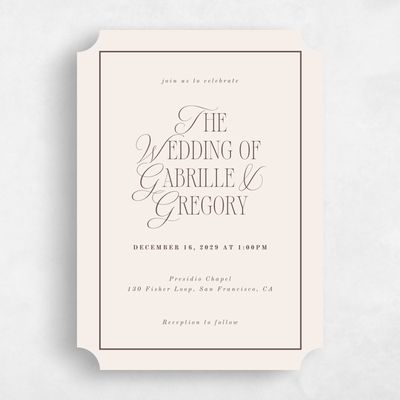 Brown Ticket Wedding Invitation - Summit Portrait