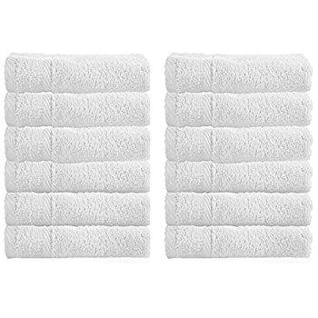 Luxury Hotel Washcloths, 100% Egyptian Cotton, White Washcloth Set of 12