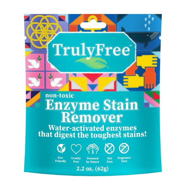 Truly Free Enzyme Laundry Stain Remover - Natural Laundry Detergent Booster for Blood, Grass, Pet Urine & Odor - Biological Washing Powder for Clothes, Couch Fabric (50 Scoops)