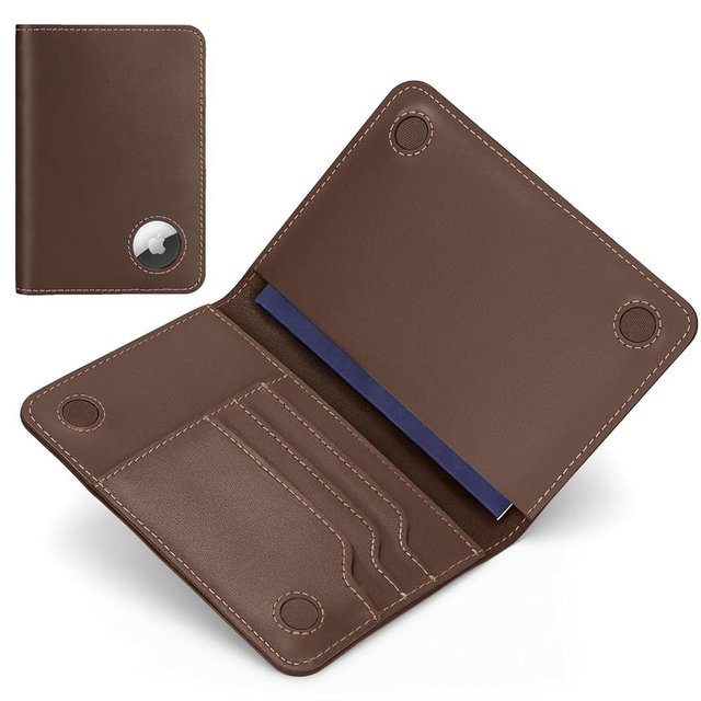 ALLIVE Passport Holder for Travel, Genuine Leather Passport Holder with AirTag Slot, Magnetic Closure, RFID Blocking Passport Cover Travel Wallet for Women Men, Travel Essentials Gifts (Coffee Brown)