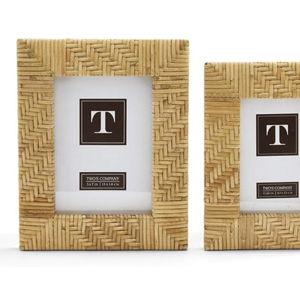 Two's Company Dream Weavers Set of 2 Natural Rattan Hand-Crafted Photo Frames Includes 2 Sizes: 4" x 6" and 5" x 7" (52972-20)