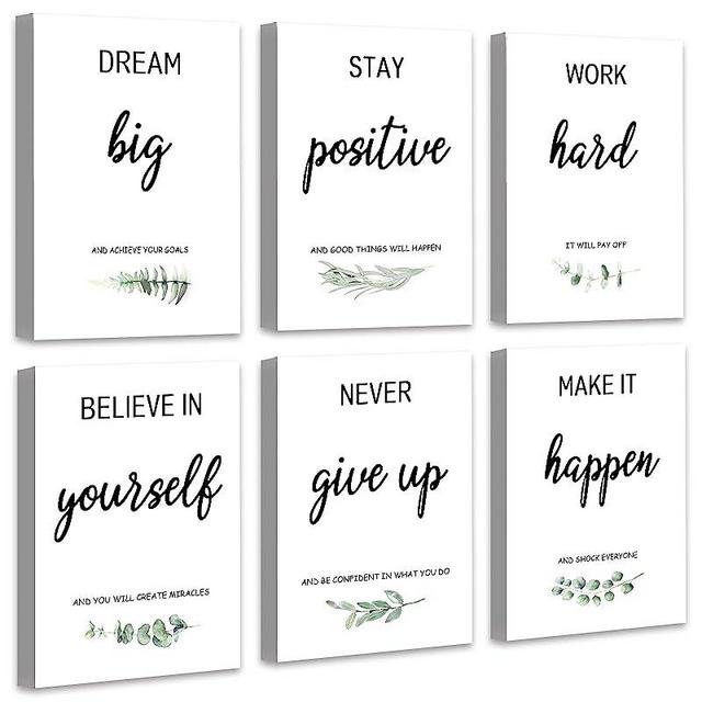 𝗗𝗿𝘀𝗼𝘂𝗺 Inspirational Wall Art Home Office Decor, Motivational Wall Decor for Bedroom Living Room Office Classroom, Positive Affirmations Quotes Poster Framed Art for Women Men Kids, Set of 6, 12"x16",𝗙𝗿𝗮𝗺𝗲𝗱
