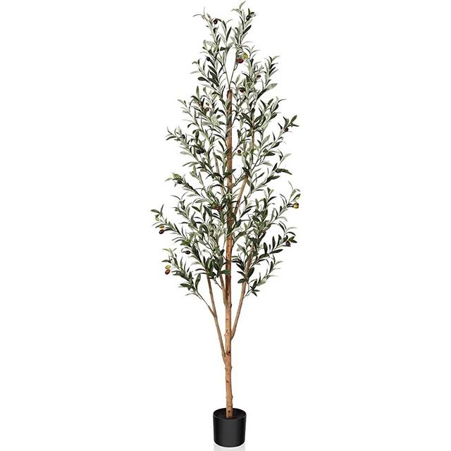 Kazeila Artificial Olive Tree 6FT Tall Faux Silk Plant for Home Office Decor Indoor Fake Potted Tree with Wood Branches and Fruits