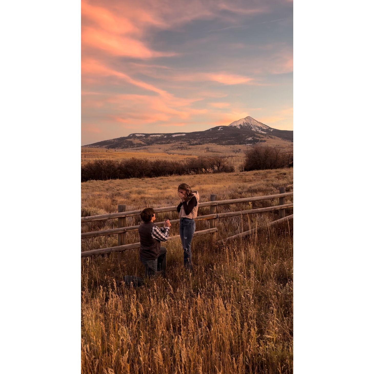 Josh proposing in Coloardo with a beautiful backdrop!