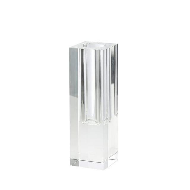 Serene Spaces Living Small Modern Crystal Square Bud Vase, Decorative Single Flower Vase for Wedding Centerpieces, Events, Parties, Home Décor Accents, Measures 5" Tall, 1.5" Long, 1.5" Wide