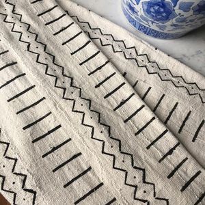 Vintage African Mud Cloth - White Pattern