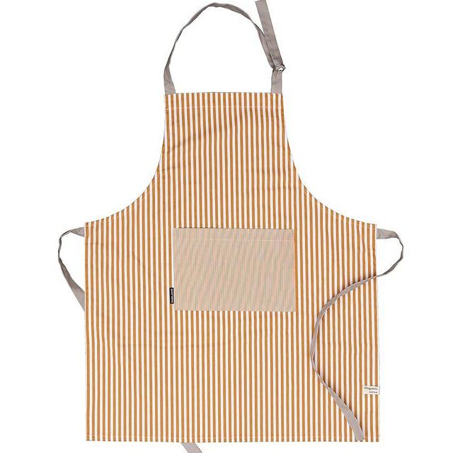 AMOUR INFINI Cotton Aprons for Women with Pockets Adjustable Strap and Waist Ties Reusable Printed Aprons for Baking, Cooking, Gardening (27.5 x 33 Inches - Yellow)