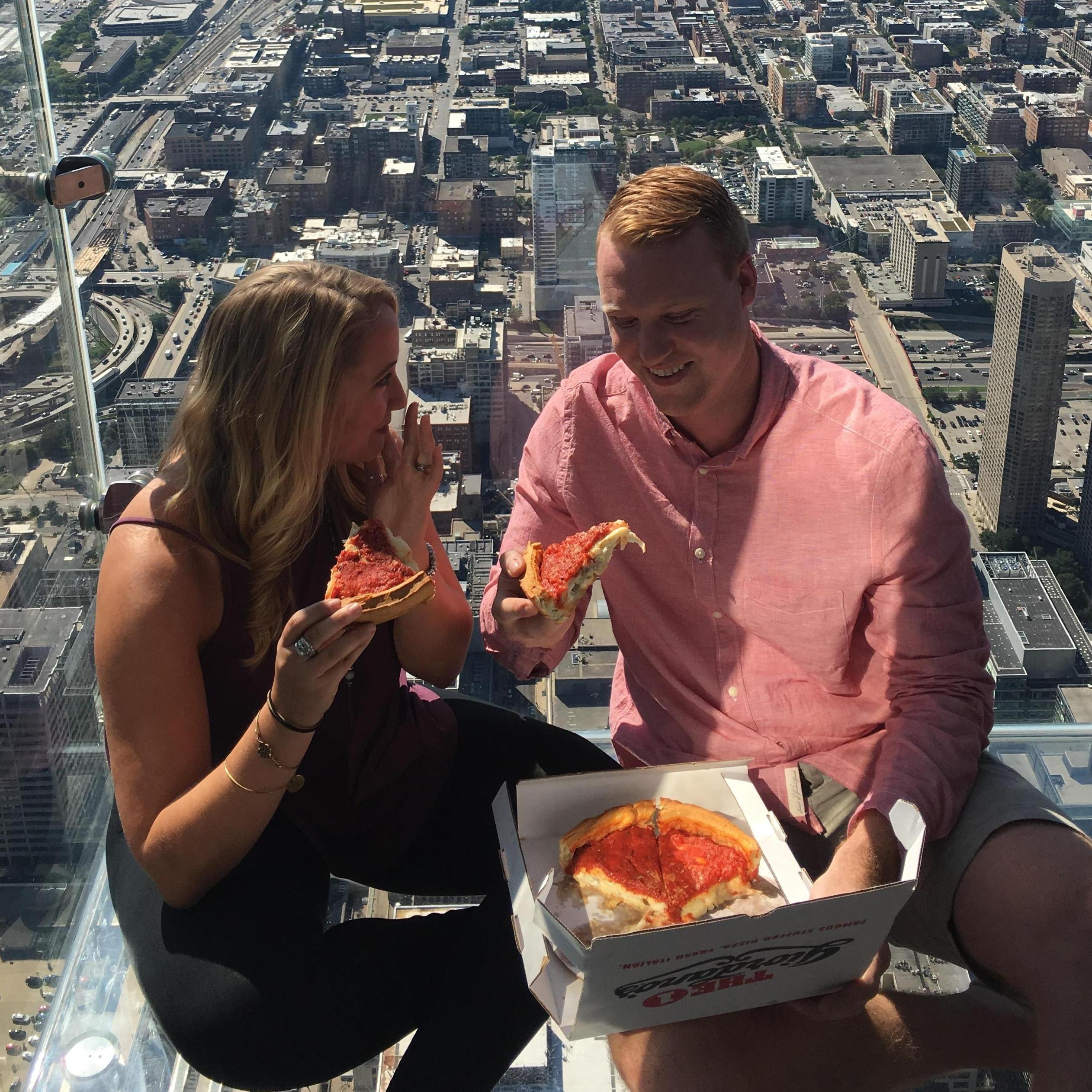 2016: We shared deep dish pizza 1,450 feet above the Chicago river