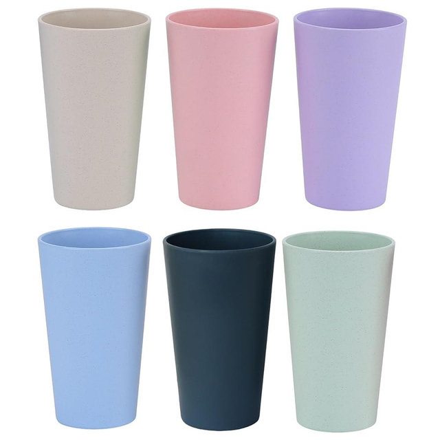 LuckyZone Wheat Straw Unbreakable Cup | 20 oz Reusable Water Drinking Glasses Sets of 6 | Lightweight Tumbler for Kitchen Outdoor | Dishwasher Safe, BPA Free and Eco friendly (20 oz, 6Pcs/6Color_A)