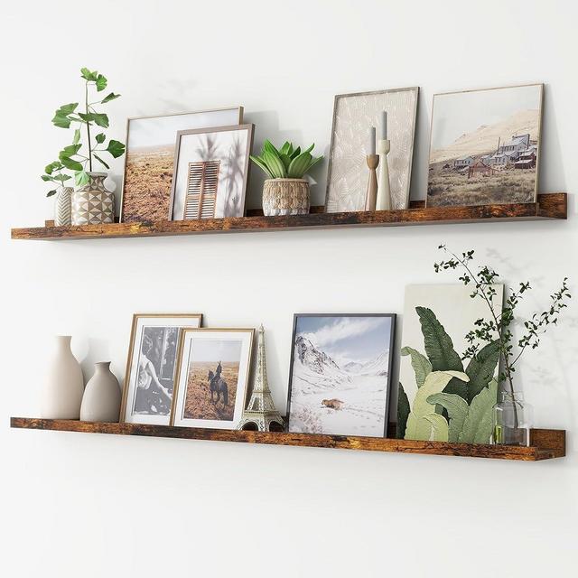 Picture Ledge Shelf, Floating Shelves Set of 2, 56 Inches Long Large Nursery Book Shelves for Toys Storage, Kids Bookshelf Wall Mounted for Living Room Bedroom Decor Books Photo Frames