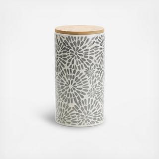 Floral Canister with Bamboo Lid