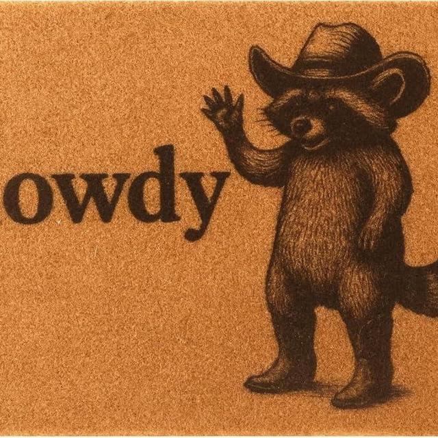 Funny Doormat Outdoor Welcome Mat, Faux Coir Door Mat for Front Porch or Entryway, Cute Pet-Themed Durable and Easy to Clean Rug 30"x17" (Howdy-1)
