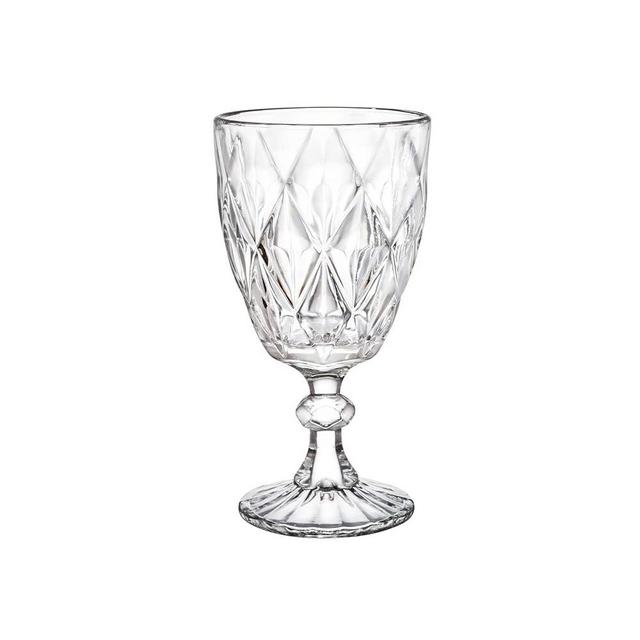 VITTORI, Set of 6 Vintage Carved Crystal Glasses, Crystalline Wine Glasses, 245 ml
