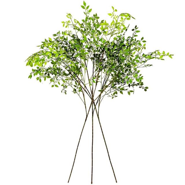 CEWOR Faux Branches Artificial Plants 3PCS 43.3 Inch Green Nandina Faux Plants for Wedding Shop Garden Office Home Décor Greenery Stems for Vase