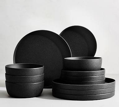Mason Modern Melamine 12-Piece Dinnerware Set - Charcoal
