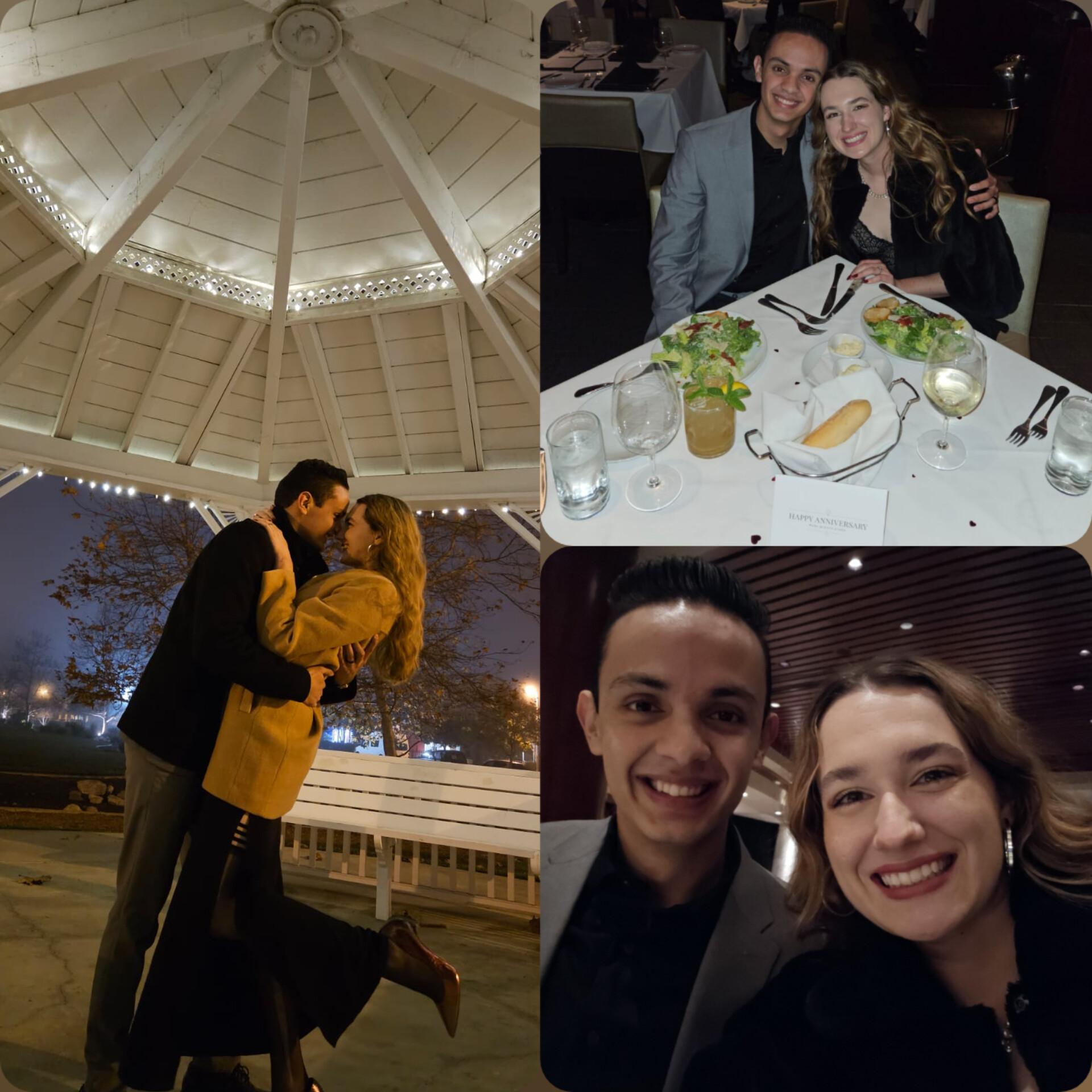 7th and final anniversary before the big day! Mailed our Save the Date cards, had our rings engraved, dined at our favorite restaurant, and topped it all off with a song and dance! / Séptimo y último aniversario antes del gran día! Enviamos por correo nuestras tarjetas de reserva, grabamos nuestros anillos, cenamos en nuestro restaurante favorito y acabamos con una canción y un baile!