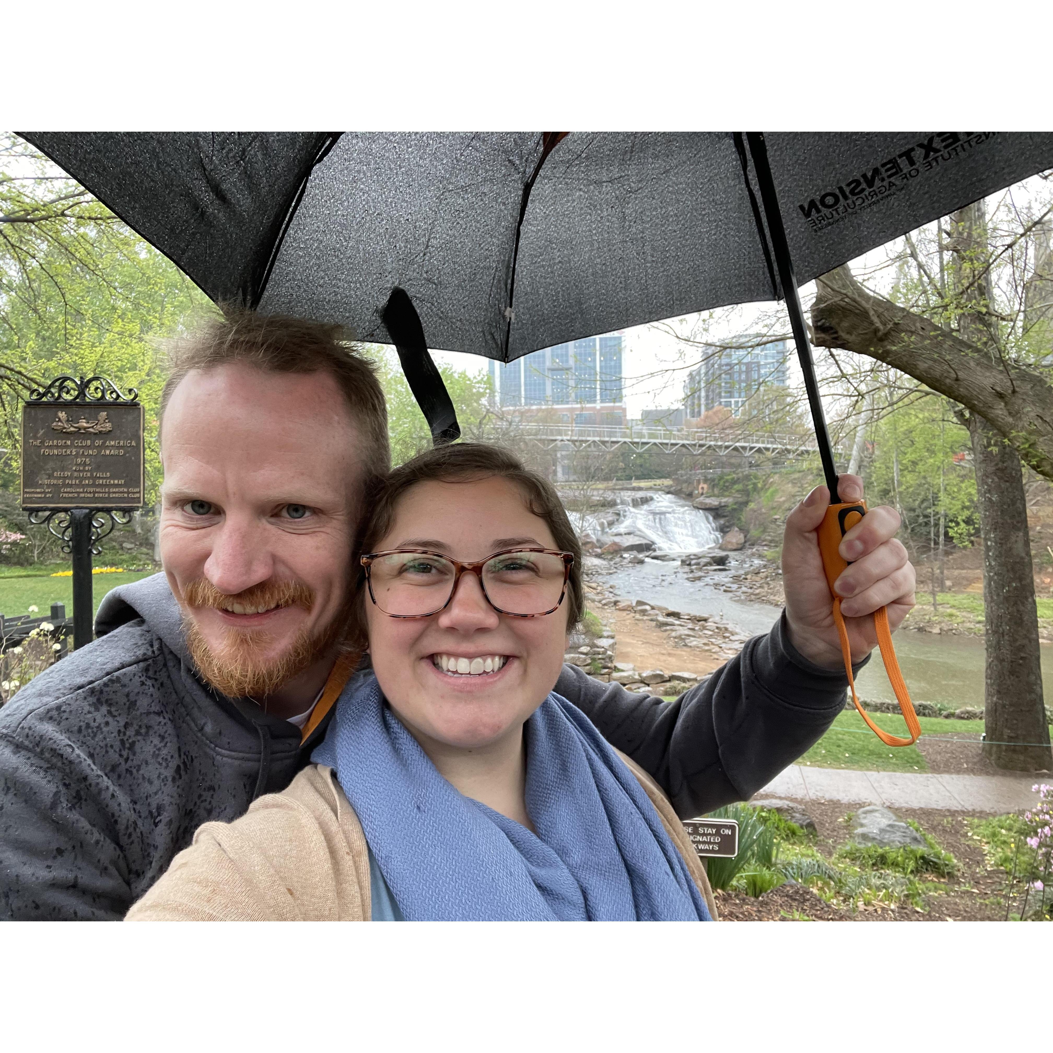Even in the rain we are (mostly) all smiles.