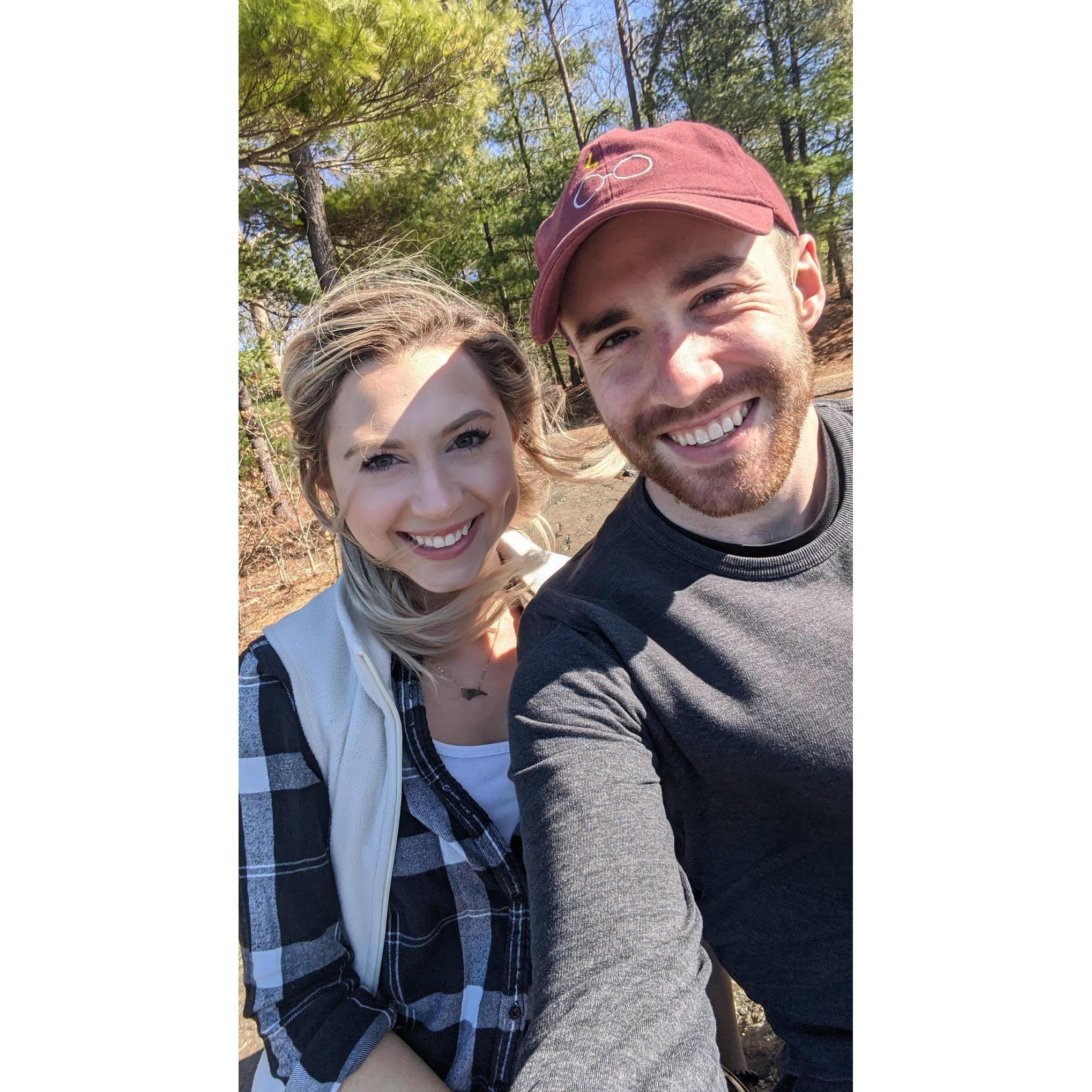 Our first photo together. From one of our first dates, hiking Middlesex Fells reservation in Medford, MA