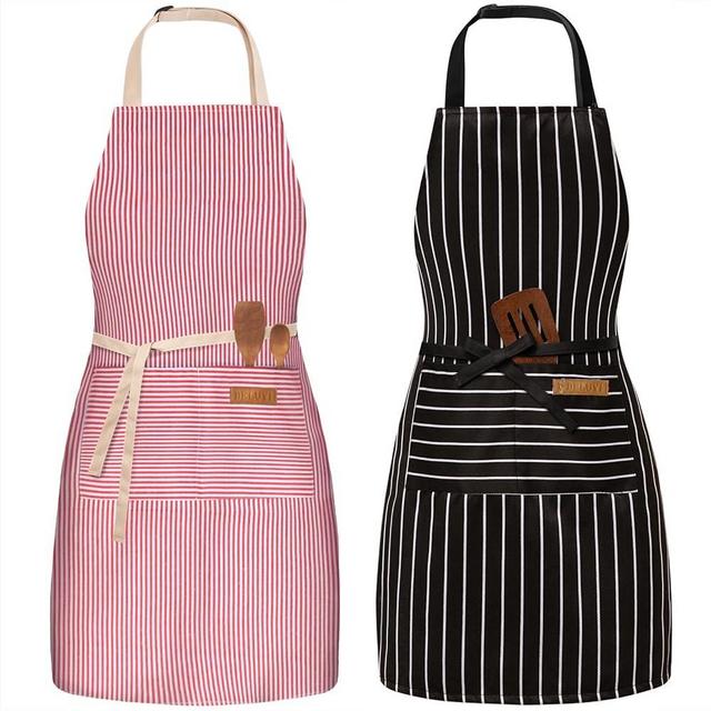 BeLuyi 2 Pack Adjustable Bib Apron with 2 Pockets Chef Cooking Kitchen Restaurant Aprons for Women Men