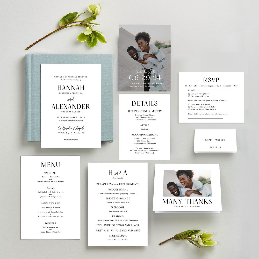 Milford Portrait | White | Zola Wedding Invitations