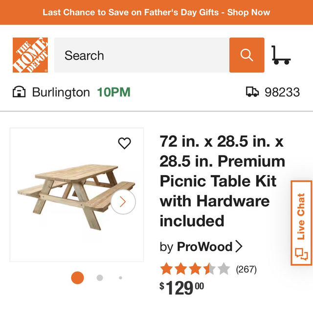 Outdoor picnic table