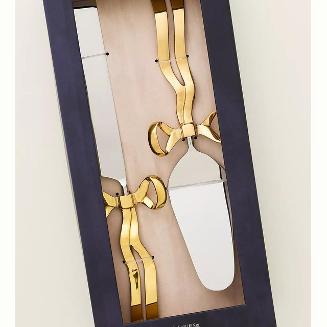 Benedita Stainless Steel Bow Cake Serve Set - Gold, Set Of 2